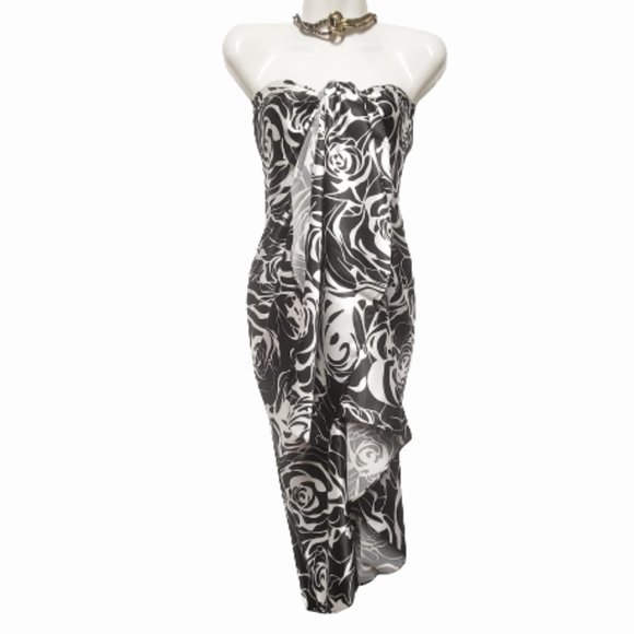 Rose print Pareo Wrapskirt Sarong Coverup Beach Wedding/Pool Parties/Cruises - Picture 1 of 6